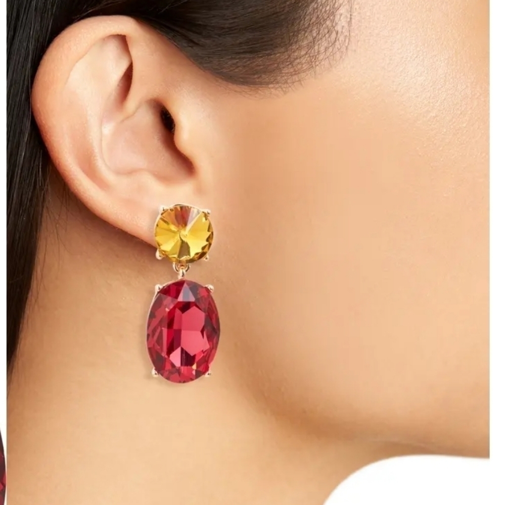 draya Michele Double Cristal Dropped Earrings - Picture 1 of 4